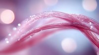 Abstract pink flowing waves with sparkling particles and bokeh lights creating dreamy motion effect for modern digital backgrounds and creative designs.