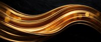 Golden liquid waves flow across dark background, creating elegant motion effect for luxury design, advertising, and contemporary visual projects.