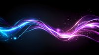 Glowing abstract wave of blue and purple light with sparkles flowing across dark background, creating dynamic energy effect.