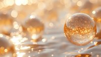 Crystal sphere reflecting golden light with bokeh background creates magical atmosphere for festive and spiritual designs.