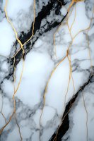 Luxurious white and black marble texture with golden veins creating an elegant natural stone pattern. Suitable for luxury interior design backgrounds.