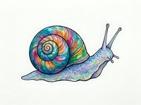 Colorful snail with spiral shell in rainbow hues and textured body, isolated on white background. Suitable for children's illustrations, educational materials, and decorative designs.