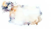 Watercolor ghost and moon on abstract ink wash background, isolated on white for Halloween designs, greeting cards, and seasonal projects.