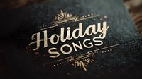 Elegant gold foil holiday songs typography on dark textured background with decorative snowflake elements for festive music branding and seasonal marketing materials.