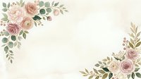 Soft watercolor floral frame with dusty pink roses and green leaves on a light beige background, perfect for wedding invitations and cards.