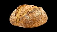Freshly baked whole wheat bread loaf isolated on transparent background, ready for bakery designs, food packaging, restaurant menus, and culinary graphics.