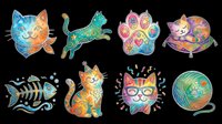 Colorful mandala cat and animal designs isolated on transparent background, ready for t-shirt printing, stickers, clipart, sublimation, and print-on-demand products.
