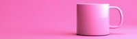 Pink ceramic coffee mug on matching pink background with soft lighting and minimalist design for branding mockups and product presentations.