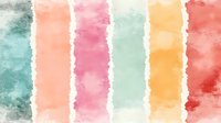 Soft watercolor stripes in pastel tones of teal, peach, pink, mint and coral create gentle vertical pattern with torn paper edges and delicate texture gradients.