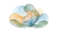 Mother holding newborn baby in tender embrace with soft watercolor background for maternity and parenting concepts.