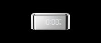 Digital alarm clock with LED display showing 10:08, silver metallic frame, isolated on transparent background, ready for t-shirt design, clipart, stickers, and print-on-demand products.