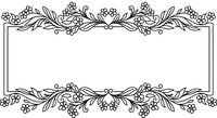 Elegant floral border frame with decorative vine scrollwork and small flowers, isolated on transparent background for wedding invitations and design projects.