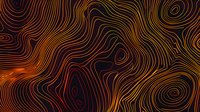 Abstract topographic contour lines forming organic swirling patterns in dark brown and orange gradient colors on black background, creating depth and movement.