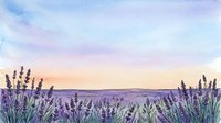 Lavender field at sunset with rolling hills in soft purple and golden light, ideal for wellness, spa, and nature-themed designs.