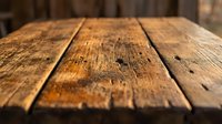 Rustic wooden table surface with natural grain texture and weathered planks for product display and background use in commercial photography.