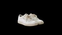 Worn white leather sneakers isolated on transparent background, ready for T-shirt design, stickers, clipart, print on demand, and sublimation projects.