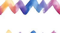 Colorful watercolor wave border with gradient transitions from yellow, orange, purple, blue and pink on isolated white background for design projects.
