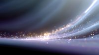 Glowing light trails with sparkles and particles on dark background create dynamic motion effect for abstract presentations and luxury designs.