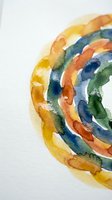 Watercolor rainbow arc with vibrant colors on white paper background for artistic projects and creative designs.