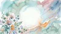 Watercolor botanical frame with tropical leaves and flowers in soft pastel colors. Abstract floral border with copy space for wedding invitations and cards.