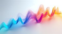 Vibrant flowing wave design with gradient colors from turquoise blue through purple to warm orange and yellow on light background, modern abstract art style.