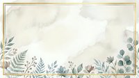 Watercolor botanical border frame with ferns, eucalyptus, and wildflowers on cream background. Isolated design element for invitations, stationery, and decorative layouts.