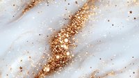 Luxurious white marble texture with golden glitter and star accents flowing through elegant veining, perfect for luxury branding and festive designs.
