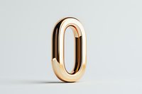 Metallic gold number zero on white background, modern minimalist design with glossy reflective surface and clean geometric shape. Isolated typography element.