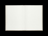 Open blank hardcover book with empty white pages, isolated on transparent background. Ready for stickers, clipart, print on demand, and t-shirt design use.