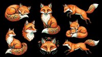 Cute fox character collection with various poses and expressions, isolated on transparent background. Ready for t-shirt design, stickers, clipart, sublimation, print-on-demand products and digital crafts.