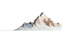 Majestic snow-covered mountain peak with rocky cliffs and ridges isolated on white background, ready for graphic design and commercial use.
