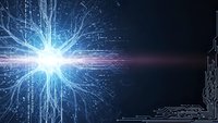 Digital technology burst with bright light rays and circuit patterns on dark background for futuristic tech concepts and innovation designs.