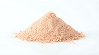 Pile of fine beige powder isolated on white background, ready for design use in cosmetics, food, or industrial product mockups.