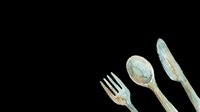 Vintage patina flatware set with fork, spoon, and knife isolated on transparent background, ready for t-shirt design, clipart, stickers, and print-on-demand products.