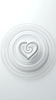 White embossed heart symbol surrounded by concentric circles creating dimensional ripple effect on clean background for romantic design projects.