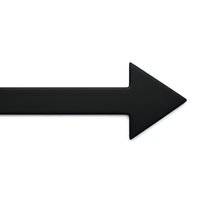Black arrow pointing right isolated on white background for web design, presentations and navigation elements.
