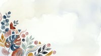 Watercolor botanical arrangement with abstract leaves, berries, and organic shapes in muted earth tones on isolated white background, suitable for design projects.