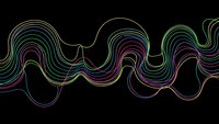 Abstract flowing lines in rainbow colors creating dynamic wave patterns on black background for modern digital design and technology concepts.