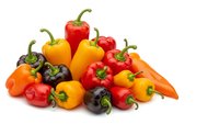 Fresh colorful bell peppers and hot chili peppers variety isolated on white background for cooking ingredients and healthy vegetarian food recipes.