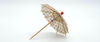 Decorative paper parasol with tan and white checkered pattern and red finial, suitable for events, crafts, and themed celebrations.