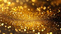 Magical golden glitter particles with bokeh effect on dark background, creating luxurious festive atmosphere for holiday designs and celebrations.