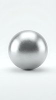 Metallic silver sphere with brushed steel finish isolated on white background for modern design projects and industrial concepts.
