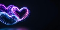 Glowing neon heart shape created by flowing light trails in pink and blue colors against dark background, romantic energy motion effect for Valentine designs.