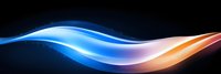 Glowing abstract wave with blue and orange light effect on black background, dynamic flowing energy design element for modern backgrounds.