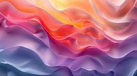Colorful wavy abstract background with flowing gradient layers in purple, pink, orange, and yellow tones creating a dynamic fluid composition.