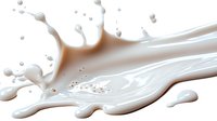 Flowing white milk splash with brown coffee or chocolate liquid mixing in dynamic motion against white background, creating abstract fluid shapes.