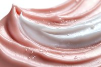 Luxurious swirls of rose gold and white cream texture with tiny droplets creating elegant waves and soft flowing curves, suitable for cosmetic and beauty backgrounds.