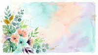 Watercolor floral arrangement with soft pastel background featuring delicate flowers and eucalyptus leaves for wedding invitations and greeting cards.