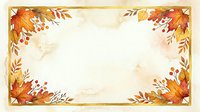 Autumn leaves and berries frame a cream background with gold border, ideal for fall seasonal designs, invitations, and greeting cards.