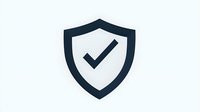 Dark blue shield with white checkmark on clean background, representing security, protection and verification. Minimalist design for business and technology applications.